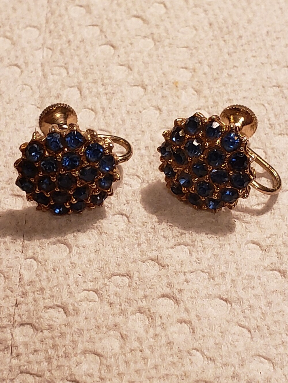 Vintage Goldtone Screwback Sapphire Bentlee Earrings